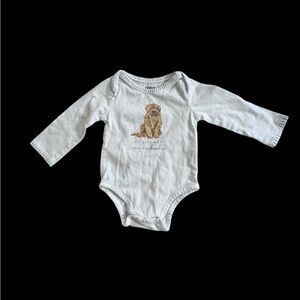 Mud Pie White Baby Bodysuit with Brown Animal Print
